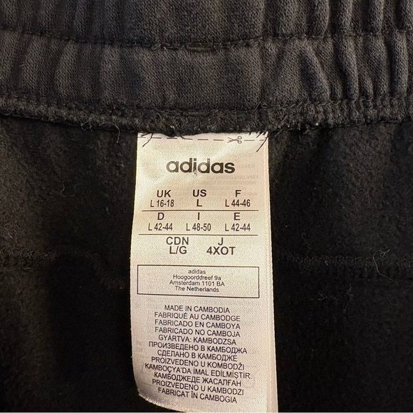 Adidas Women’s Sweat Pants Black White Stripe L 12/14 Fleece Straight Leg Track - Picture 5 of 6